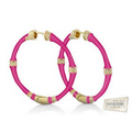 Lauren G. Adams Bamboo Hoop Earrings (Gold & Magenta Pink)